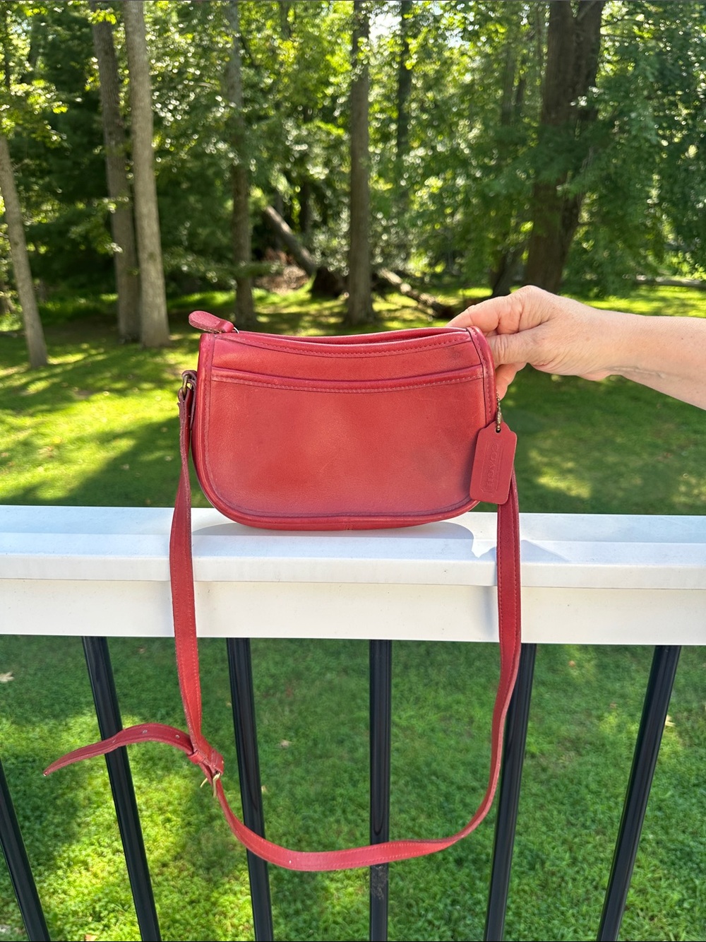 Vintage Coach Red Leather Crossbody with Adjustable Strap